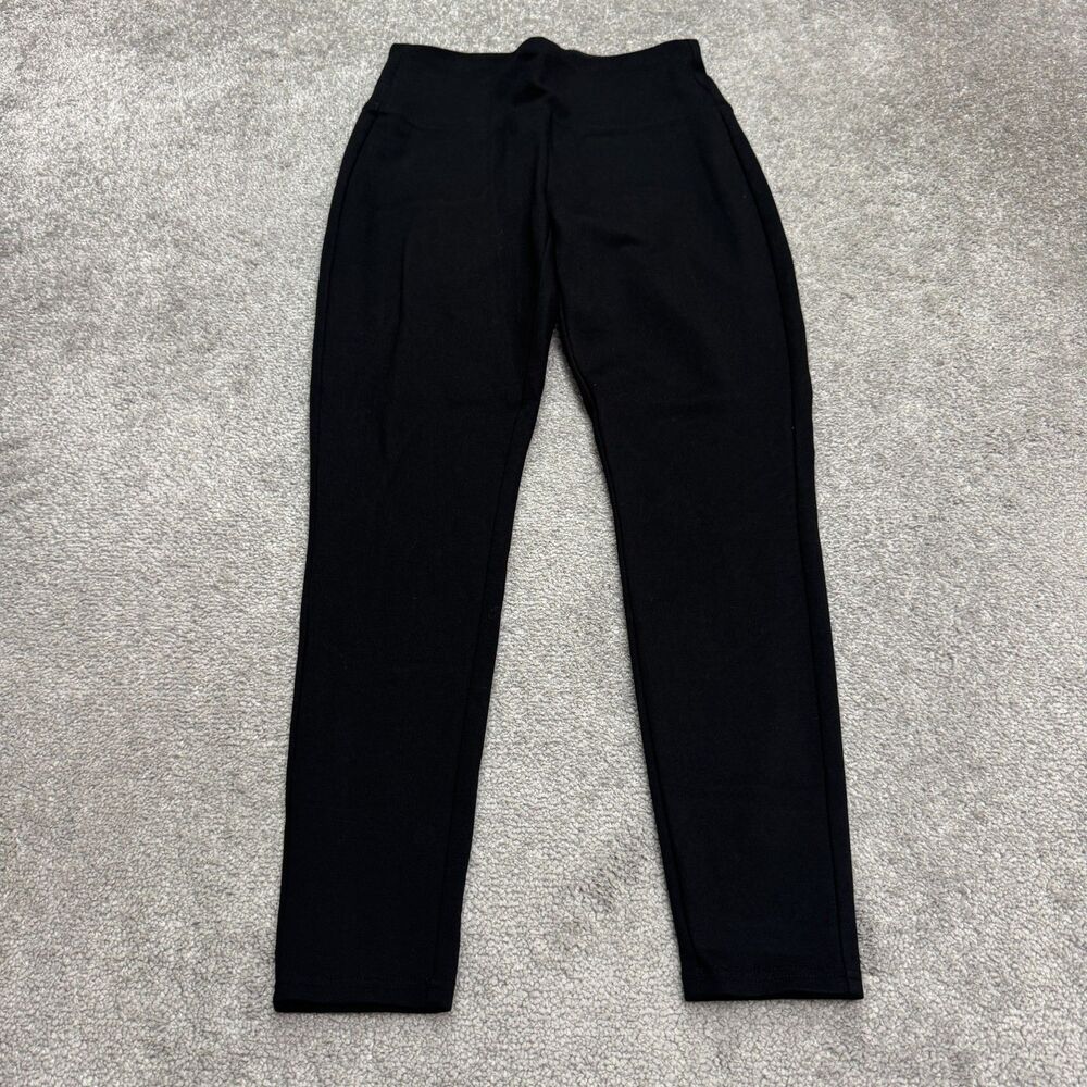 Three Dots Ponte Crop Ankle Leggings Women Medium Black High Rise Stretch 26x25